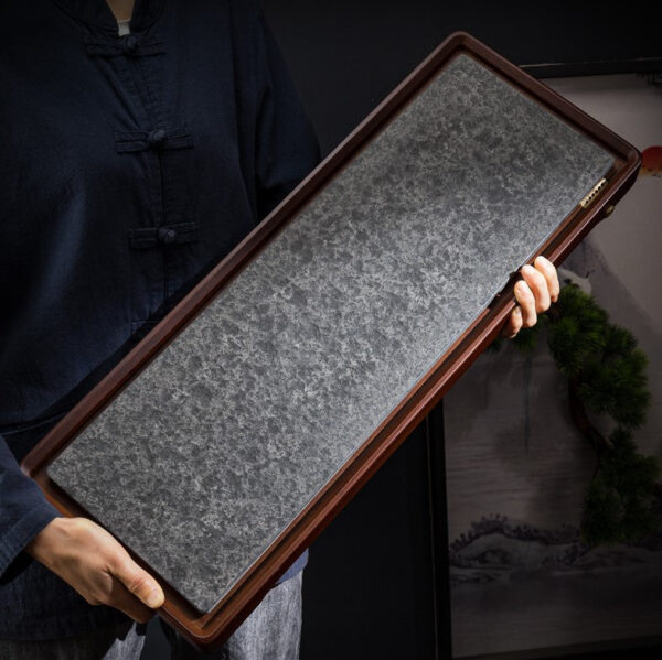 Ceramic and Hardwood "Grey Slate" Tea Table