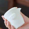 Mutton Fat Jade Porcelain Easy Gaiwan with Infuser and Cups