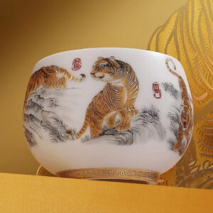 Jingdezhen "Five Tigers Pose" Tea Cup in Gift Box