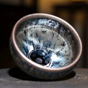 Jianzhan "Cerulean Silver Dragon" Hand-Made Stoneware Cup