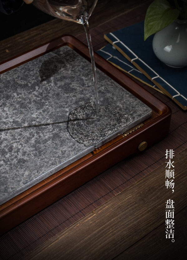 Ceramic and Hardwood "Grey Slate" Tea Table
