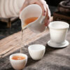 Mutton Fat Jade Porcelain Easy Gaiwan with Infuser and Cups