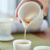 Mutton Fat Jade Porcelain Easy Gaiwan with Infuser and Cups