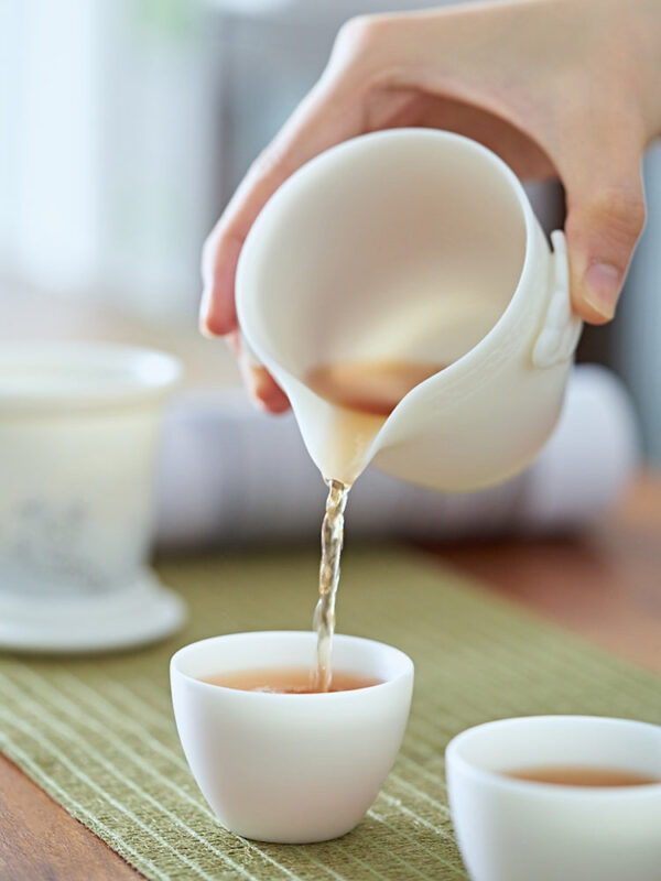 Mutton Fat Jade Porcelain Easy Gaiwan with Infuser and Cups