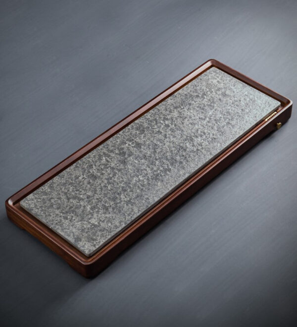 Ceramic and Hardwood "Grey Slate" Tea Table