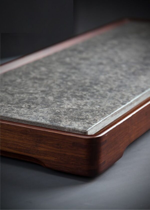 Ceramic and Hardwood "Grey Slate" Tea Table