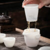 Mutton Fat Jade Porcelain Easy Gaiwan with Infuser and Cups