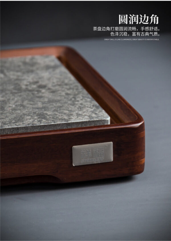 Ceramic and Hardwood "Grey Slate" Tea Table