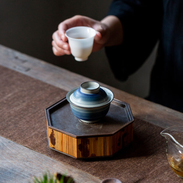 Blue Swirl Ceramic Gaiwan