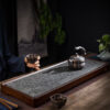 Ceramic and Hardwood "Grey Slate" Tea Table