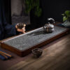 Ceramic and Hardwood "Grey Slate" Tea Table