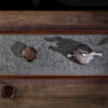 Ceramic and Hardwood "Grey Slate" Tea Table