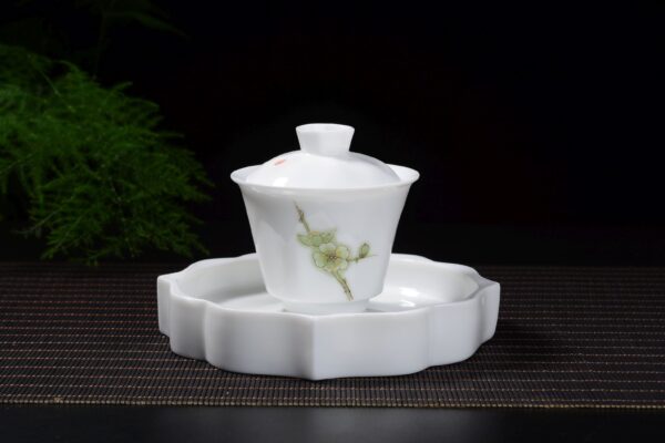Plum Blossoms Gaiwan and Tea Boat with Optional Matching Cups