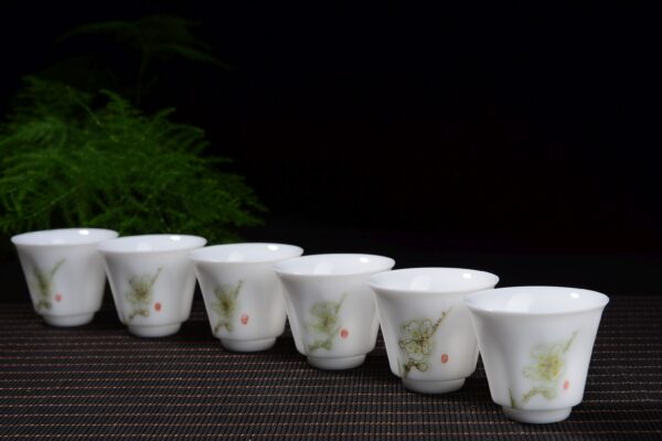 Plum Blossoms Gaiwan and Tea Boat with Optional Matching Cups
