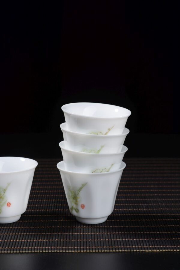 Plum Blossoms Gaiwan and Tea Boat with Optional Matching Cups