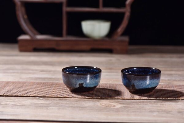 Cobalt Blue Gradient Glazed Tea Cups for Gong Fu Tea * Set of 2