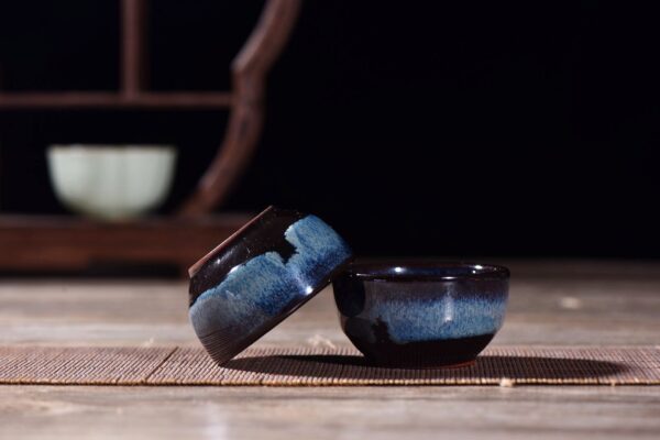 Cobalt Blue Gradient Glazed Tea Cups for Gong Fu Tea * Set of 2