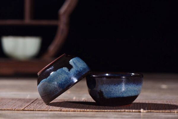 Cobalt Blue Gradient Glazed Tea Cups for Gong Fu Tea * Set of 2