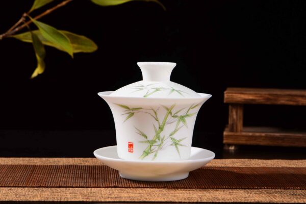 Bamboo Motif Jingdezhen Porcelain Gaiwan