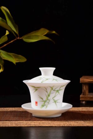 Bamboo Motif Jingdezhen Porcelain Gaiwan