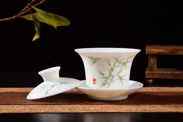 Bamboo Motif Jingdezhen Porcelain Gaiwan