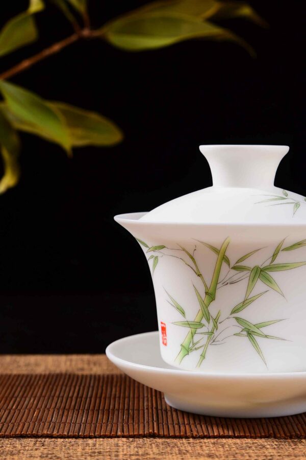 Bamboo Motif Jingdezhen Porcelain Gaiwan