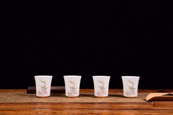 Bamboo and Taihu Limestone Motif Jingdezhen Porcelain Cup