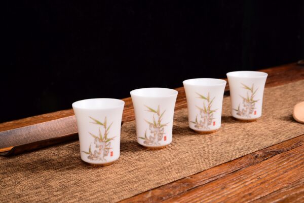 Bamboo and Taihu Limestone Motif Jingdezhen Porcelain Cup