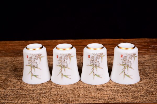 Bamboo and Taihu Limestone Motif Jingdezhen Porcelain Cup