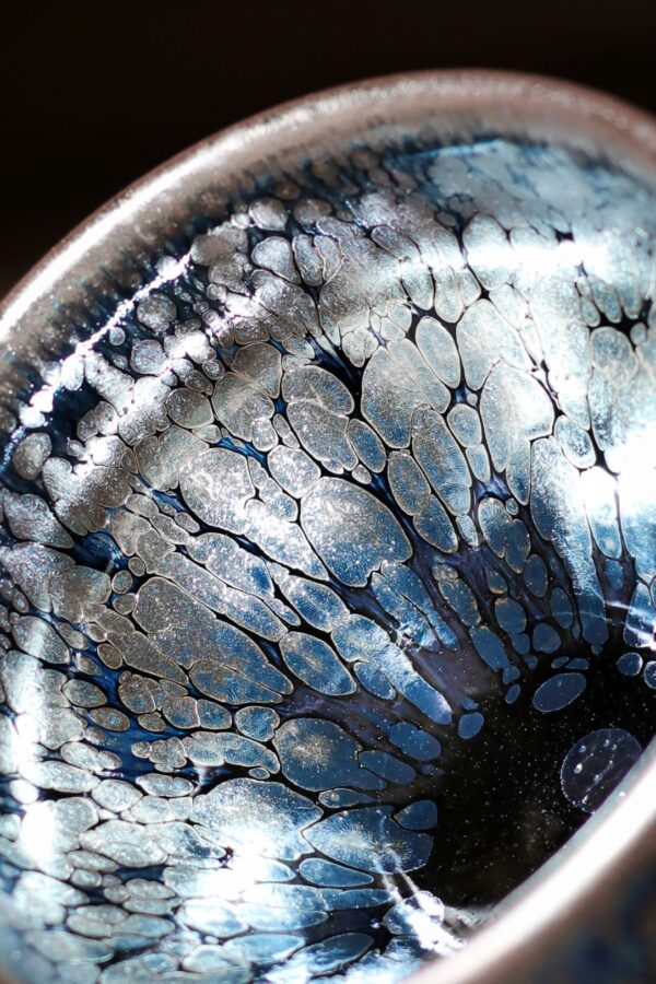 Jianzhan "Cerulean Silver Dragon" Hand-Made Stoneware Cup