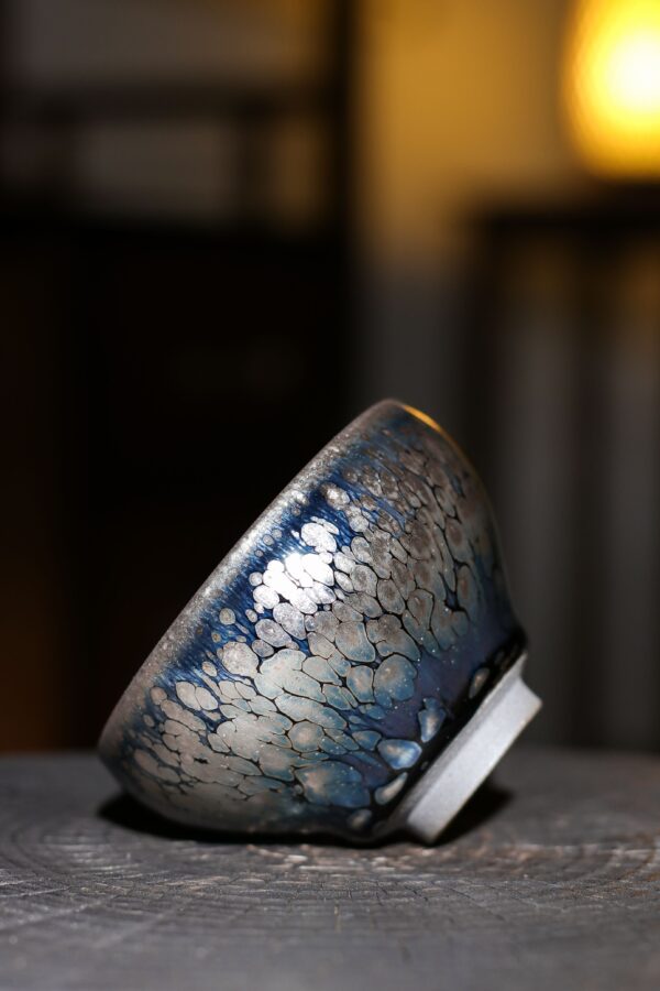 Jianzhan "Cerulean Silver Dragon" Hand-Made Stoneware Cup