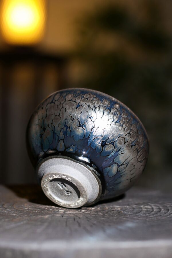 Jianzhan "Cerulean Silver Dragon" Hand-Made Stoneware Cup