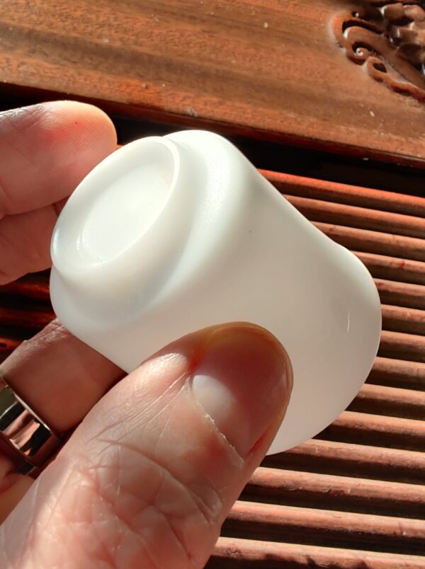 Mutton Fat Ice Jade Porcelain "Thimble" Tea Cup
