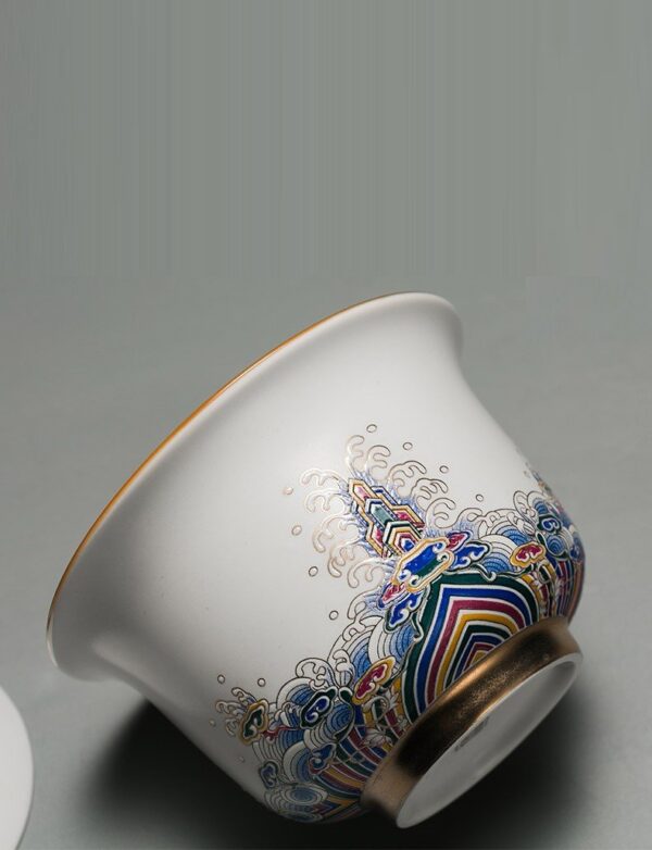 Ceramic "Ocean Water Cliff" Gaiwan and Tea Boat