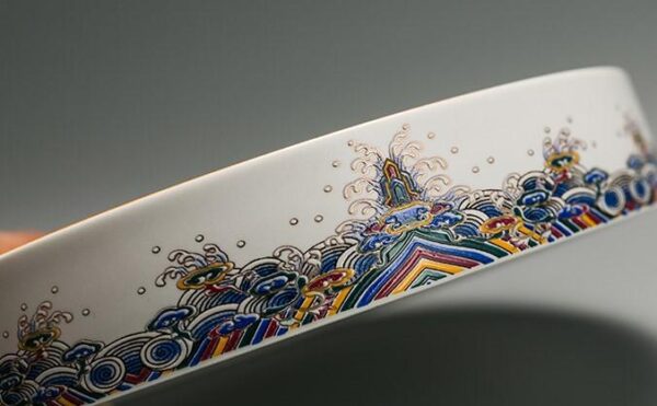 Ceramic "Ocean Water Cliff" Gaiwan and Tea Boat