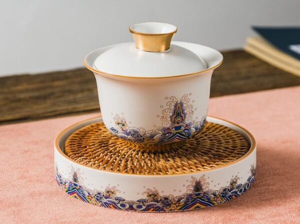 Ceramic "Ocean Water Cliff" Gaiwan and Tea Boat