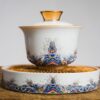 Ceramic "Ocean Water Cliff" Gaiwan and Tea Boat