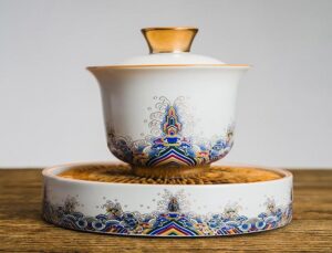 Ceramic "Ocean Water Cliff" Gaiwan and Tea Boat