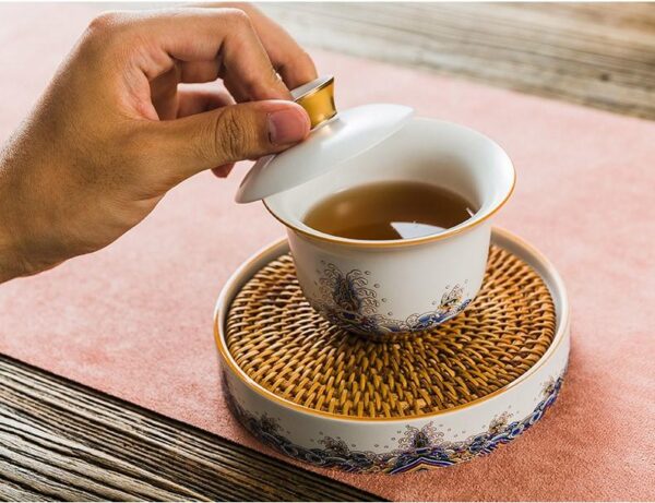 Ceramic "Ocean Water Cliff" Gaiwan and Tea Boat