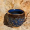 Blue Sky and Gold Flecks Sparkle and Swirl Tea Cup