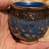 Blue Sky and Gold Flecks Sparkle and Swirl Tea Cup
