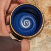 Blue Sky and Gold Flecks Sparkle and Swirl Tea Cup