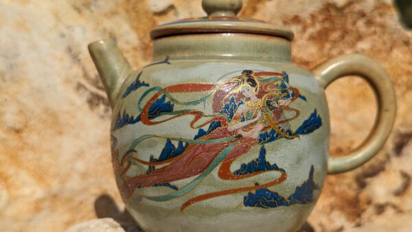 Pipa and Harp Players Dunhuang Style Teapot