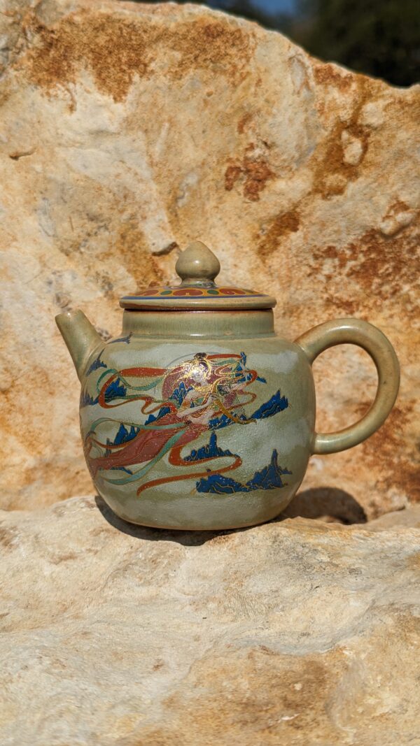 Pipa and Harp Players Dunhuang Style Teapot